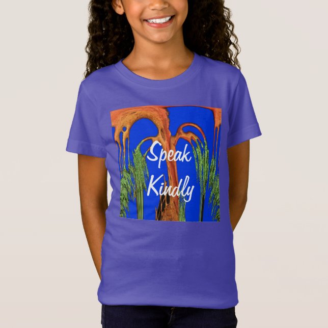 T-Shirt Acacia incurvée avec Kaleidoscopie Feuille Impress (Devant)