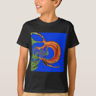 T-shirt Acacia incurvée avec Kaleidoscopie Feuille Impress