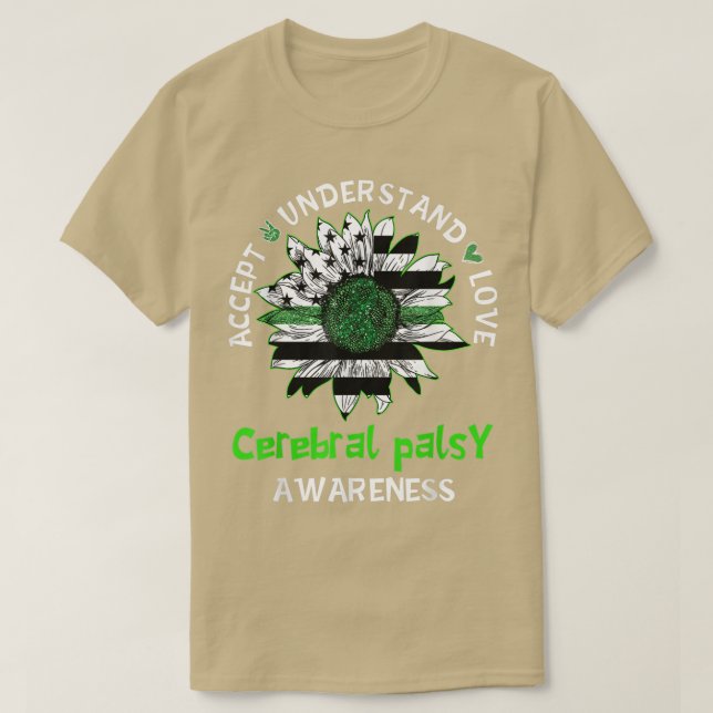 T-shirt Accepter Comprendre Amour Tournesol Cérébral Palsy (Design devant)