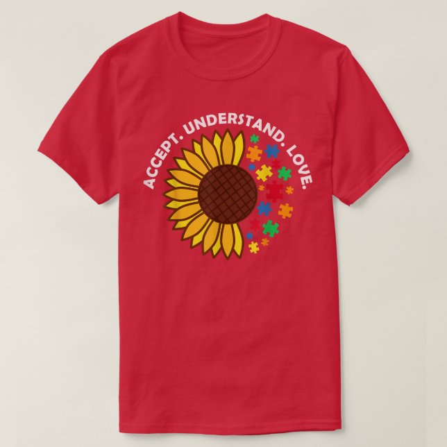 T-shirt Accepter Comprendre L'Amour Inspirationnel Autisme (Design devant)