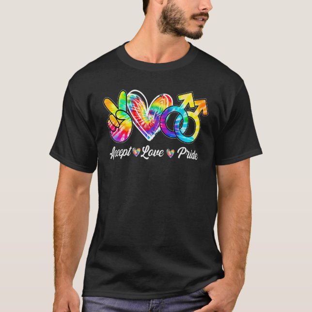T-shirt Accepter l'amour Pride Gay Tie Dye Lgbt Pride Mois (Devant)