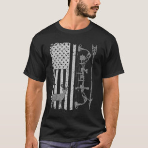 T-shirt Accessoires de drapeau American Deer Hunter Bow Hu