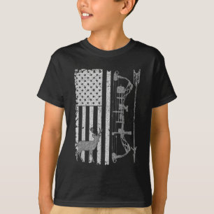 T-shirt Accessoires de drapeau American Deer Hunter Bow Hu