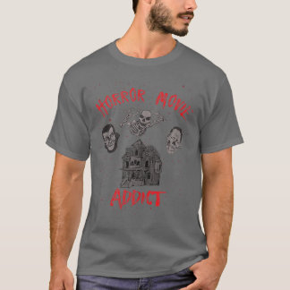 T-shirt Accro au film d'horreur Zombie Vampire Squelette E