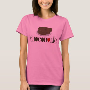 T-shirt Accro du chocolat, brun foncé et conception drôle