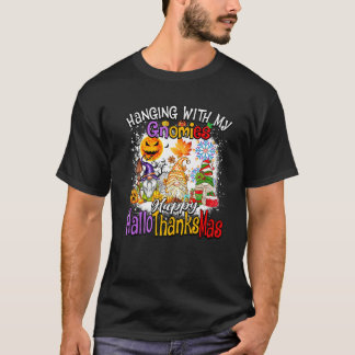 T-shirt Accroché avec mes Gnomies Joyeux Hallothanksmas Fa