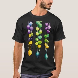 T-shirt Accrocher les perles Mardi Gras en vert or et viol