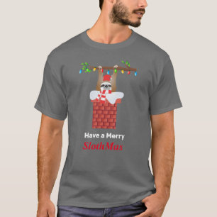 T-shirt Accrocher Père Noël Sloth avec des lumières sur le