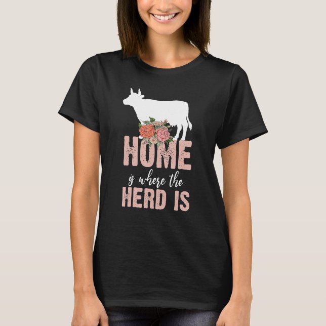T-shirt Accueil C'est là que le troupeau est ferme vache d (Devant)