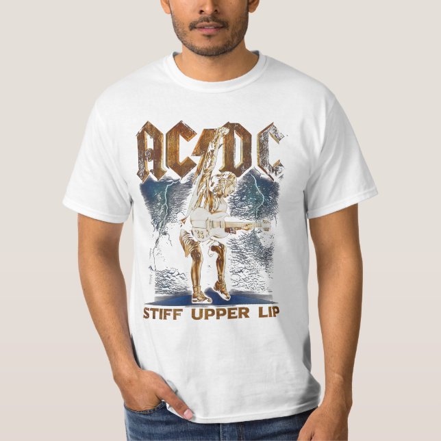 T-Shirt | acdc steife Oberlippe mit Blitz (Vorderseite)