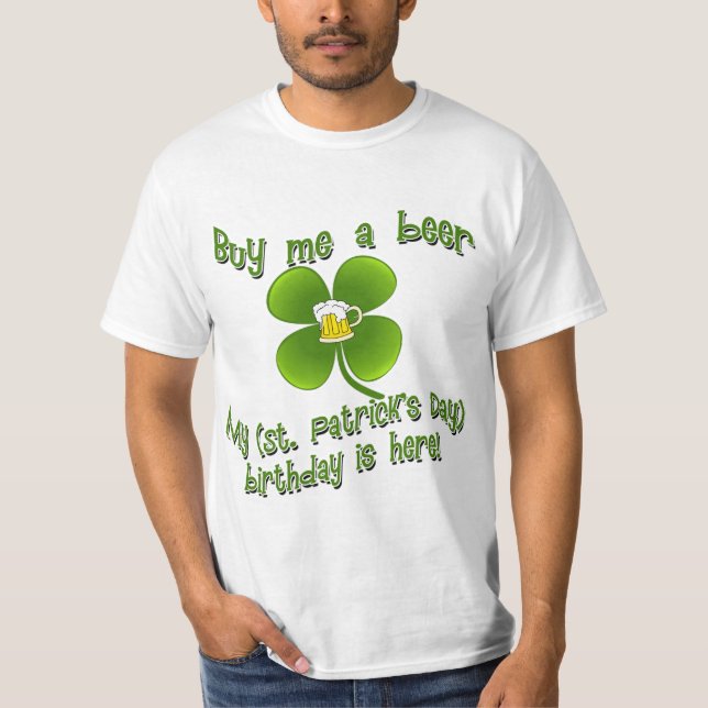T-shirt Achetez-moi une bière que mon Birlthday est ici (Devant)