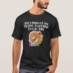 T-SHIRT ACHETEZ UN HOMME MANGER DU POISSON, LE JOUR, ENSEI
