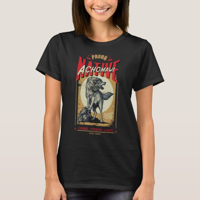 T-shirt Achomawi Amérindien Né Wolf Spirit R (Devant)