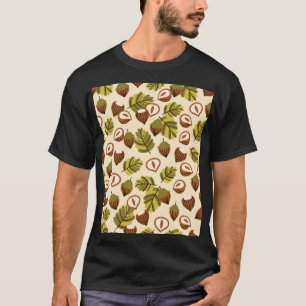 T-shirt Acorns Feuilles de noisette Motif sans couture