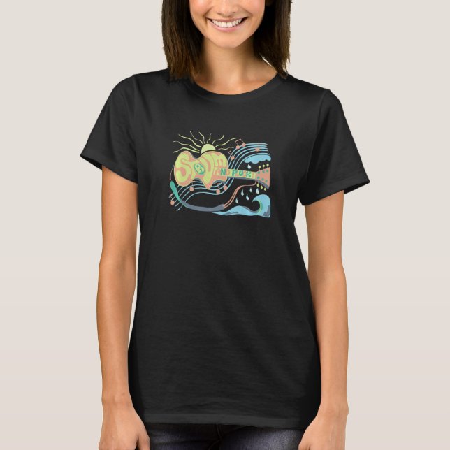 T-shirt Acoustic guitar summer surf style (Devant)