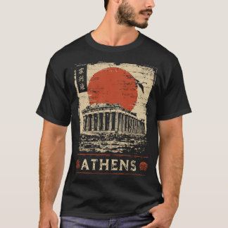 T-shirt Acropole d'Athènes Sumi-e Art classique Temple