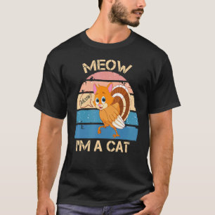 T-shirt Action de grâce Dinde Chat Faux Rétro Femmes Homme