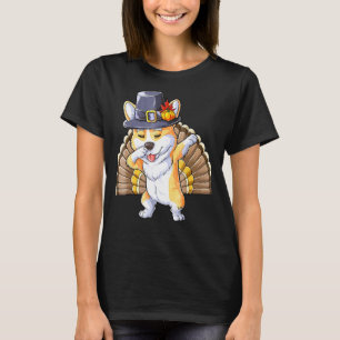 T-shirt Action de grâce pour garçons dabant corgi dinde pè