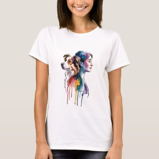 T-shirt Acuarela Canina Border Collie - Femenina