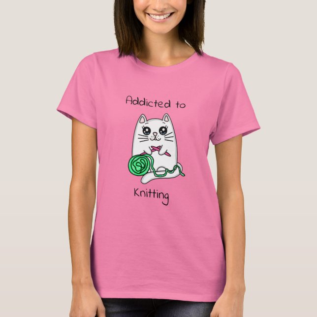 T-shirt Addicité au Tricot | Cute chat (Devant)