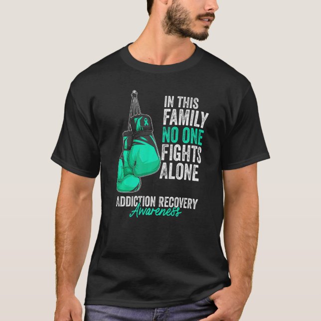 T-shirt Addiction Recovery Awareness Month Gloves Teal Rib (Devant)