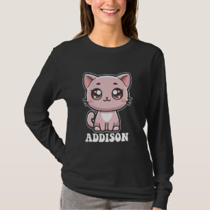 T-shirt Addison Cute Kitty Cat Design pour Filles Nom Addi