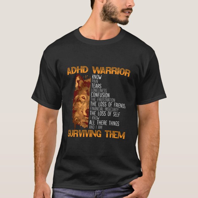 T-shirt Adhd Warrior Embrace Neurodiversity Adhd Awareness (Devant)