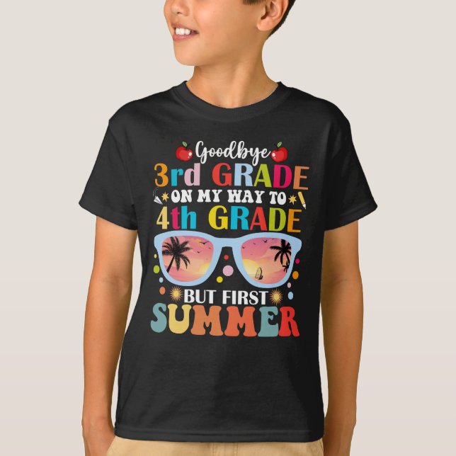 T-shirt Adieu 3e année Bonjour 4e année mais premier été (Devant)
