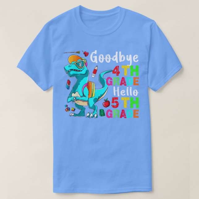 T-shirt Adieu 4e année Bonjour 5e année Funny T-rex Retour (Design devant)