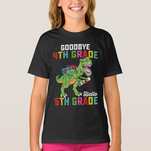 T-shirt Adieu 4e année Bonjour 5e année T Rex Dinosaur (Devant)
