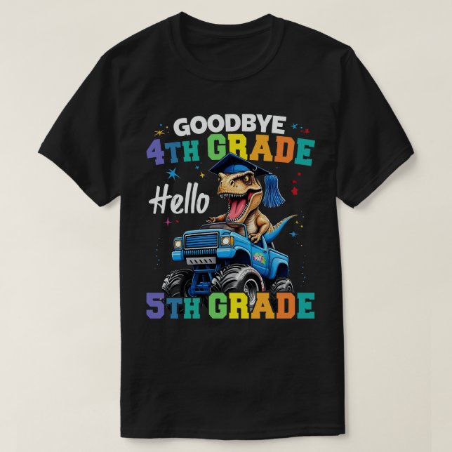 T-shirt Adieu 4e grade T Rex Monster Truck Graduation (Design devant)