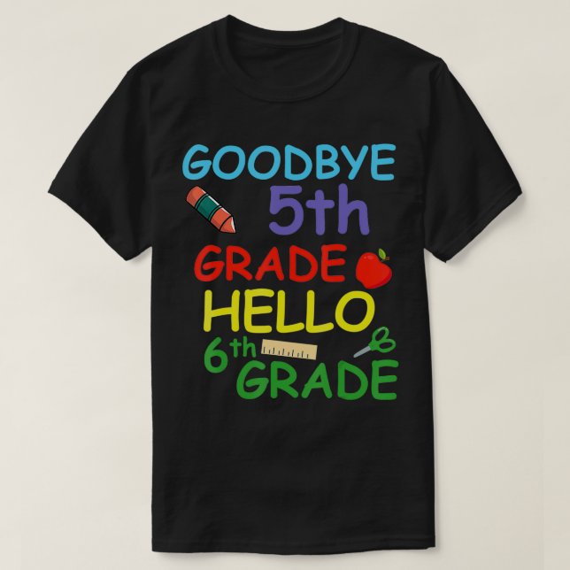 T-shirt Adieu 5e année Bonjour 6e année (Design devant)