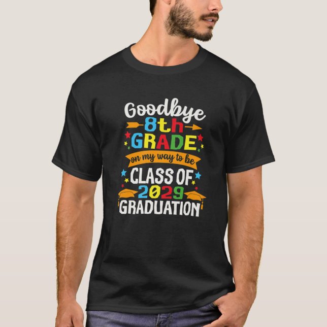 T-shirt Adieu 8E Classe De 2029 Diplômé Huitième Gr (Devant)