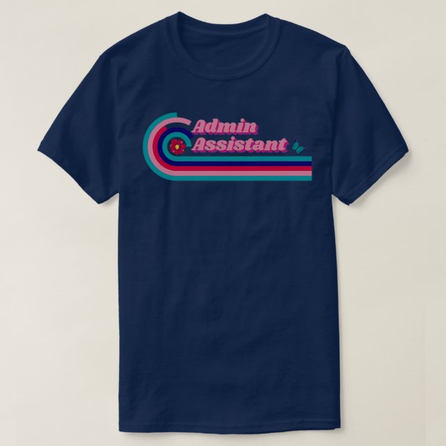 T-shirt Admin Assistant Rétro Rose Wave (Design devant)