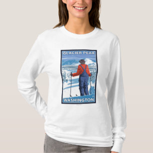 T-shirt Admirer de skieur - crête de glacier, Washington