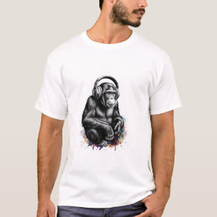 T-shirt ADOM Premium "Gorille de la Musique" Manches Longu