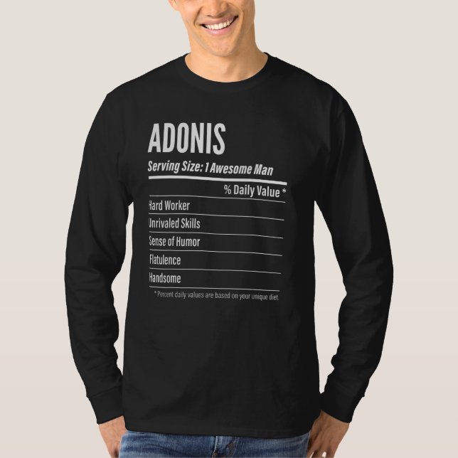 T-shirt Adonis Taille du service Nutrition Étiquette Calor (Devant)