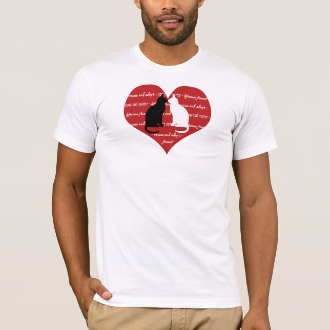 T-shirt Adoption de chats et coeur secouru (Devant)