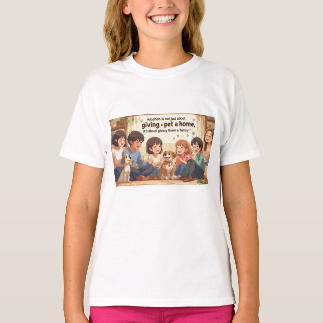 T-Shirt-Adoption T-Shirt - "Donner à un animal de  (Devant)