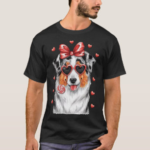T-shirt Adorable Australian Shepherd Lèche Sucette Valenti