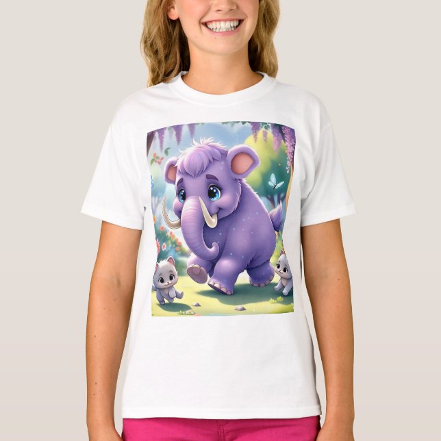 T-shirt Adorable Baby Mammoth Design (Devant)