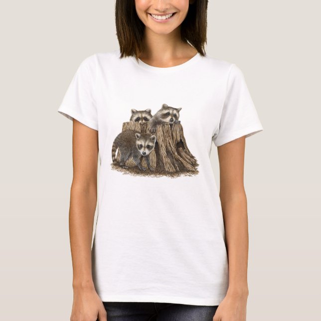 T-shirt adorable Baby Raccoons (Devant)