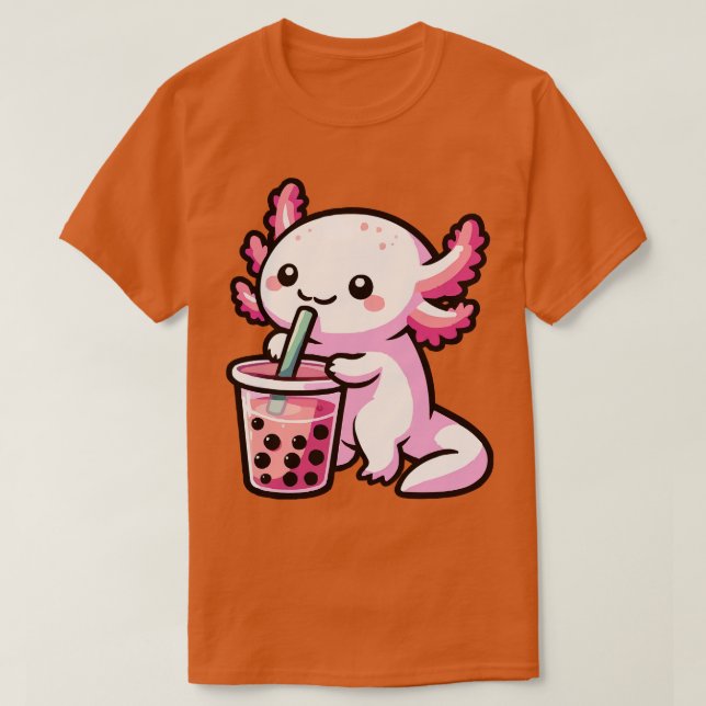 T-shirt adorable bébé axolotl boisson boba (Design devant)