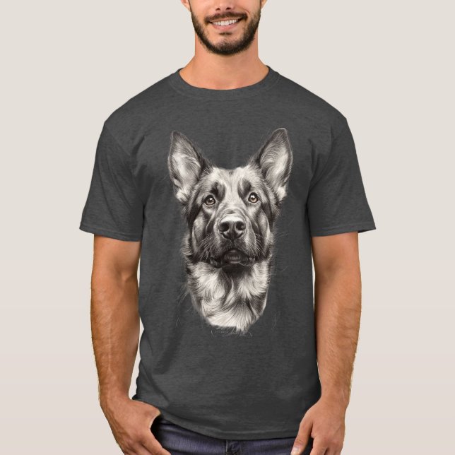 T-shirt adorable berger allemand croquis mignon chien (Devant)