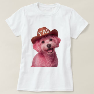 T-shirt Adorable caniche rose dans un casquette de style o