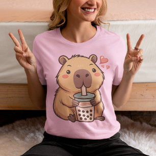 T-shirt Adorable Capybara Bubble Tea Kawaii Anime