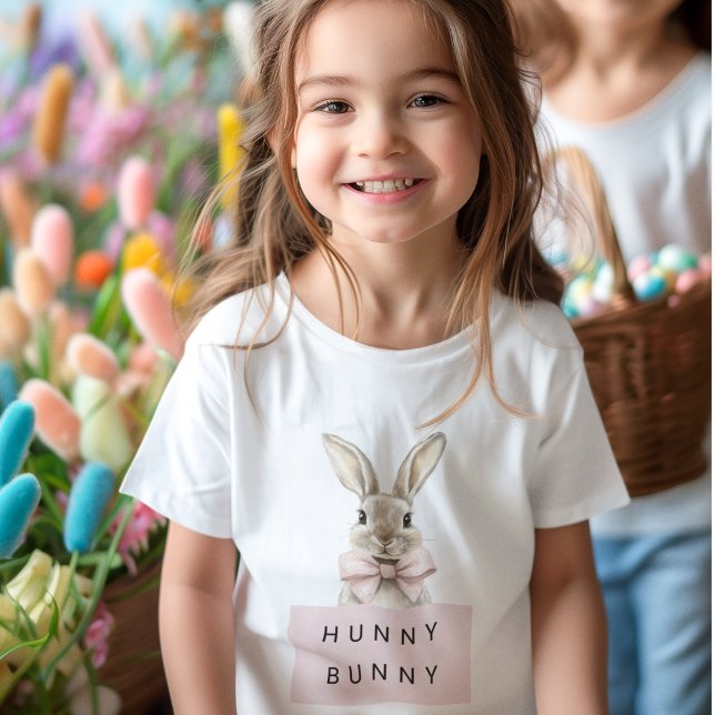 T-Shirt Adorable Chasse Rose Enfants Lapin Pâques (Créateur téléchargé)