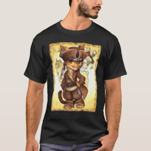 T-shirt Adorable Chat Habillé Comme Un Trésor Pirate M