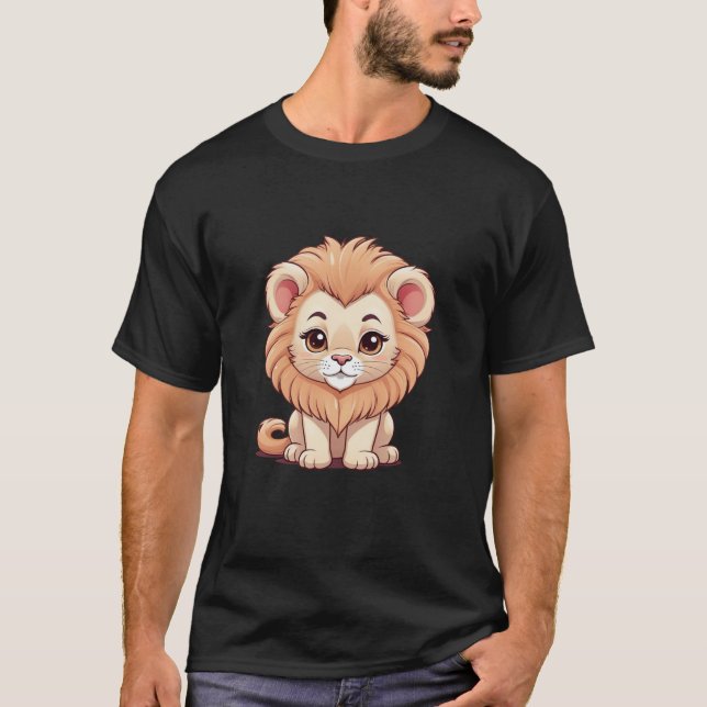T-shirt Adorable Chibi Lion mignon Anime Big Eyed Lion (Devant)