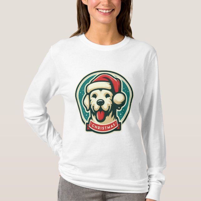 T-shirt adorable chien de Noël (Devant)
